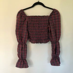 🦋🦋Plaid l/s crop top